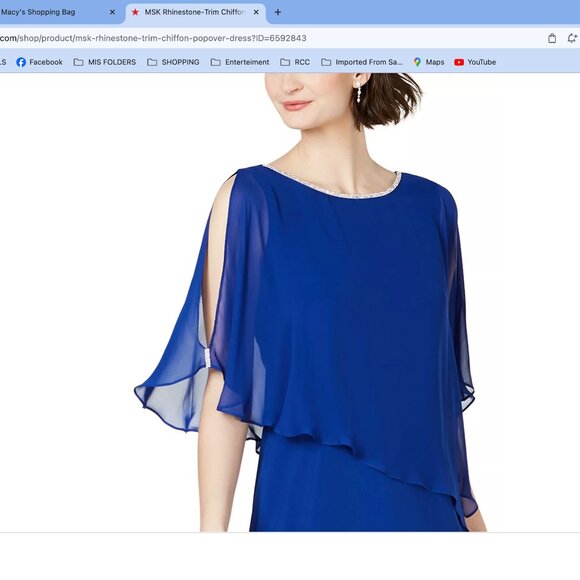 MSK Rhinestone-Trim Chiffon Popover Dress - Picture 3 of 6